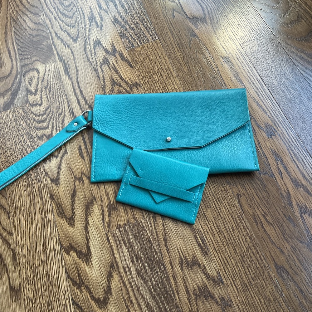 Teal Envelope Clutch and Cardholder Set
Handmade